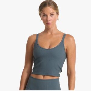 Vuori Ribbed Scoop Tank Top in Slate Blue